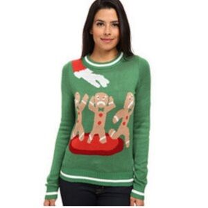 Tipsy Elves Gingerbread Nightmare Women' s Green  Ugly Christmas Sweater L